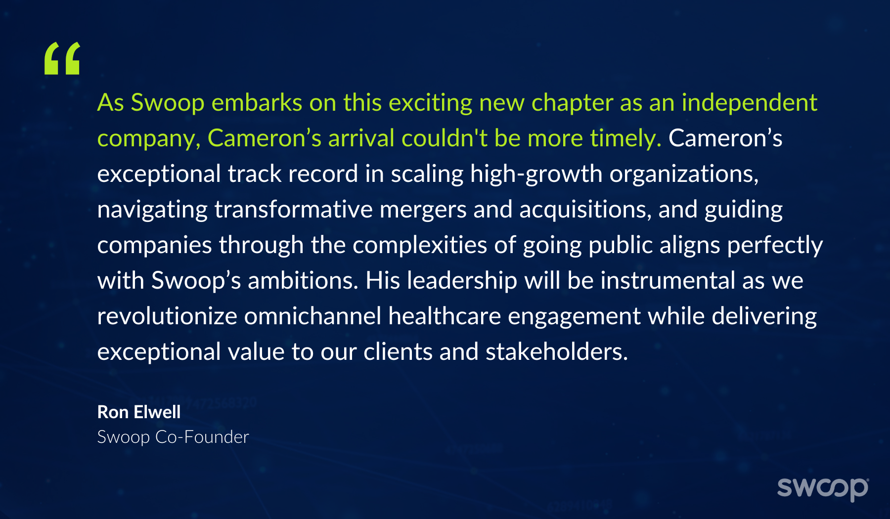 Swoop Announces Cameron Hyzer as Chief Financial Officer